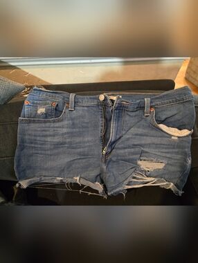 Levi's Distressed Blue Denim Shorts